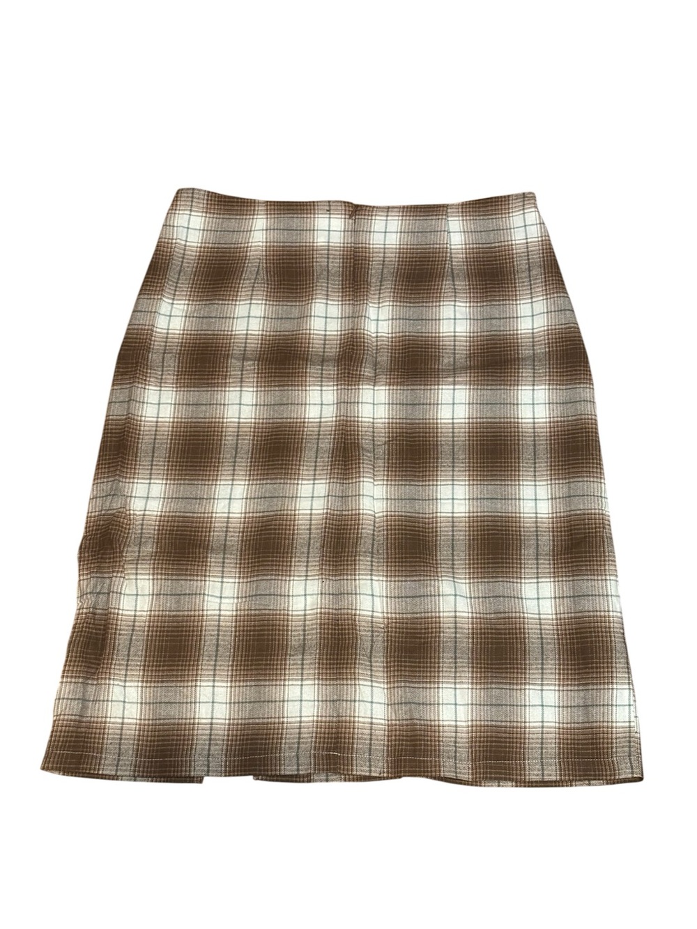 Women’s Plaid Brown and Cream Midi Skirt - Size 1X